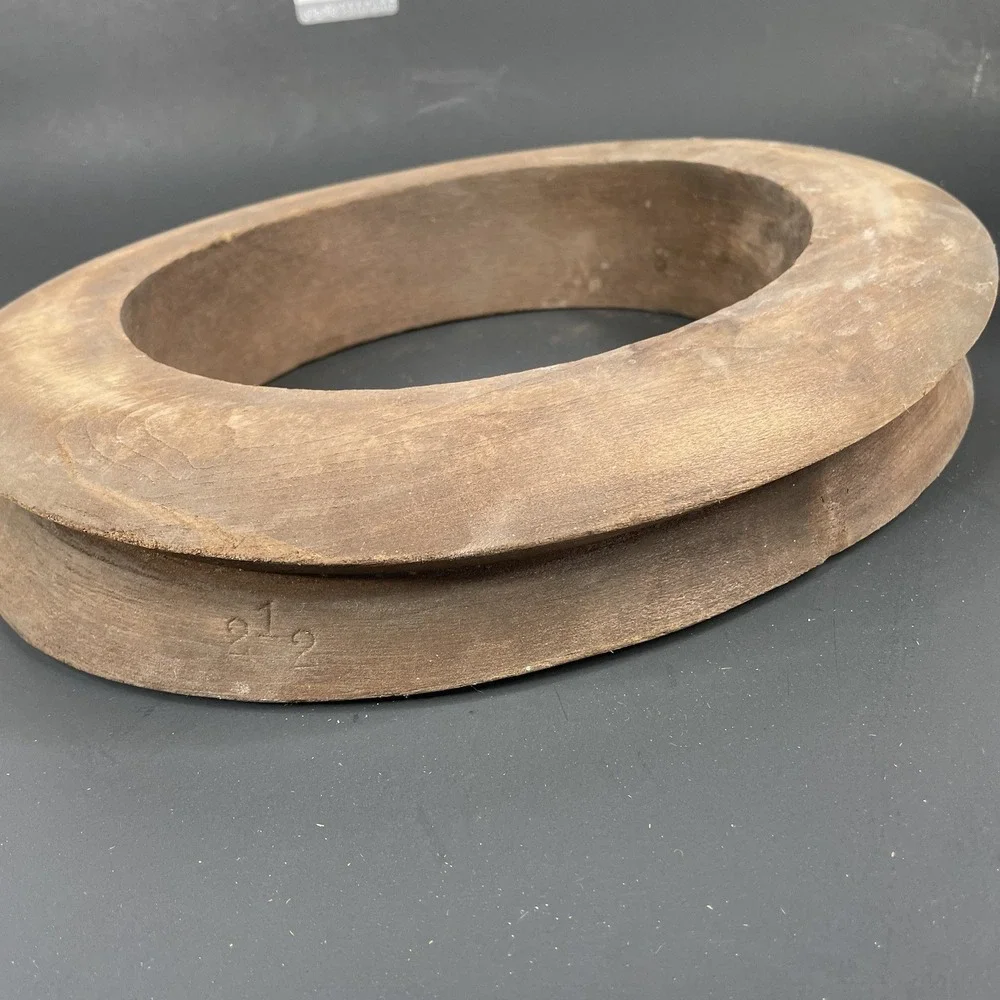 Antique Unmarked Wood Hat Block Millinery Hatters Brim Mold Form 7 1/8 2 1/2